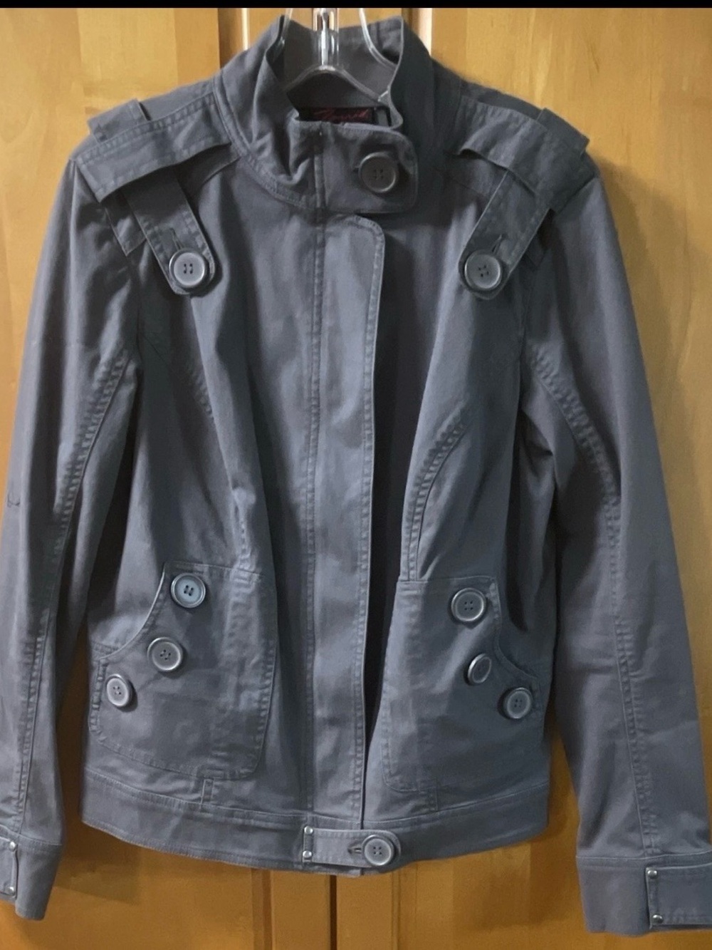 Torrid Womens Plus Size 11X Military Jacket Gray Button Epaulet Twill 14/16
